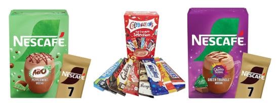 *BRITISH GOODS* Mocha & Hot Chocolate Selection. Necafe Quality Street Mocha (x7), Nescafe Aero Peppermint Mocha (x7), Celebratons Hot Chocolate (x8)