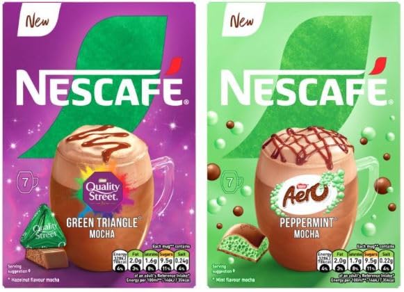 *BRITISH GOODS* Mocha & Hot Chocolate Selection. Necafe Quality Street Mocha (x7), Nescafe Aero Peppermint Mocha (x7), Celebratons Hot Chocolate (x8)