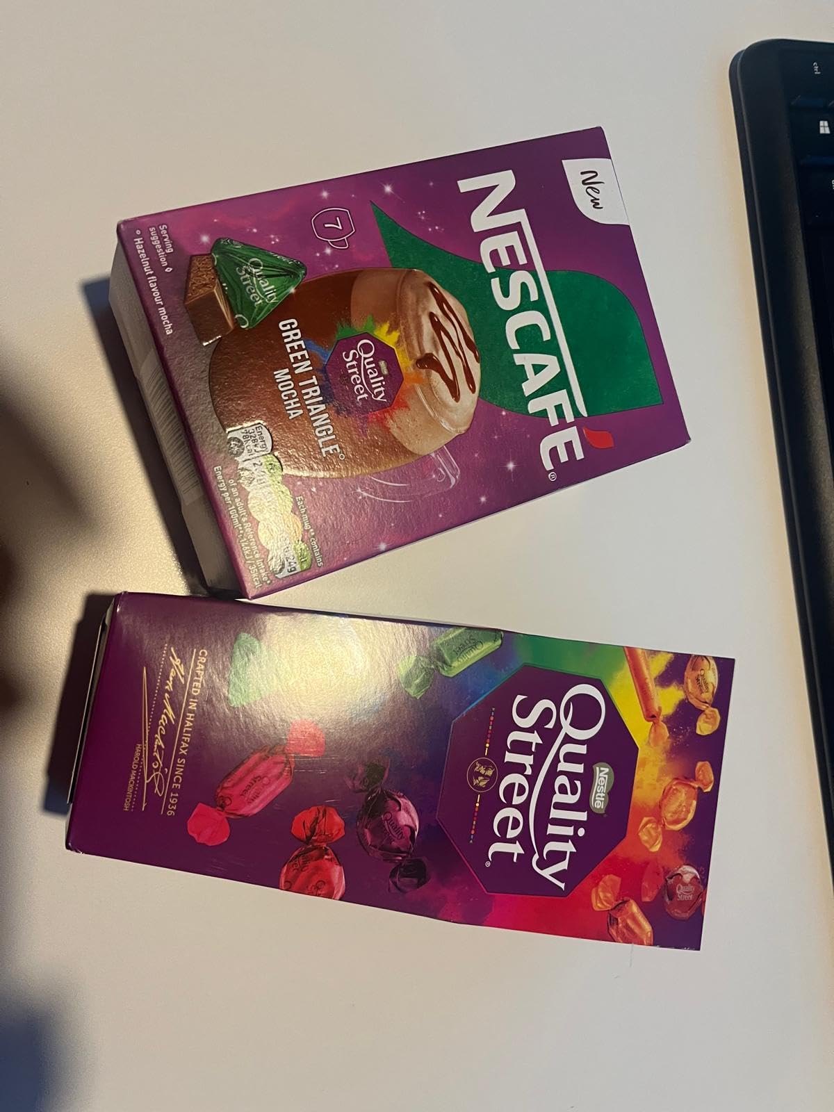 *BRITISH GOODS* Quality Street & Mocha selection. Enjoy Quality Street chocolate with a Nescafe Green Triangle Mocha. Imported from UK/England/Britain