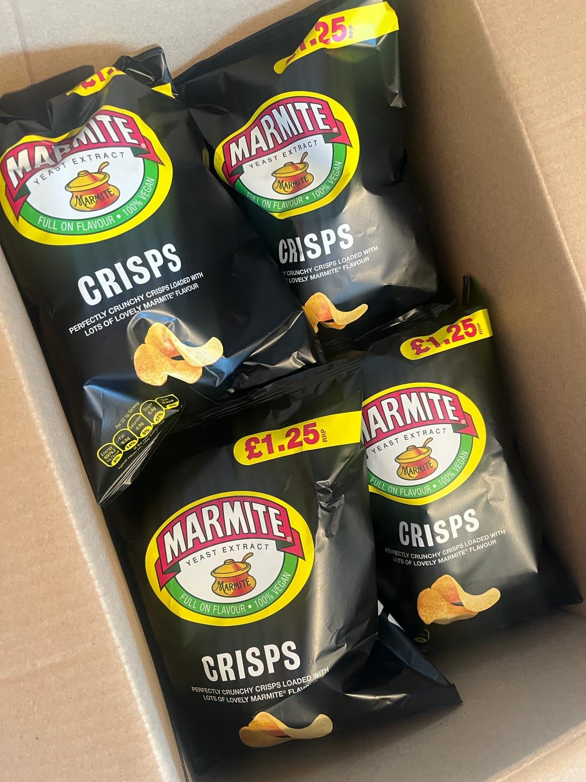 *BRITISH GOODS* MARMITE Crips 18 x 65g *Imported from UK/Britain/England* Full on Flavour, Perfectly Crunchy Crisps Loaded with Lots of Lovely Marmite? Flavour, No artificial flavours, 100% Vegan, Suitable for vegans