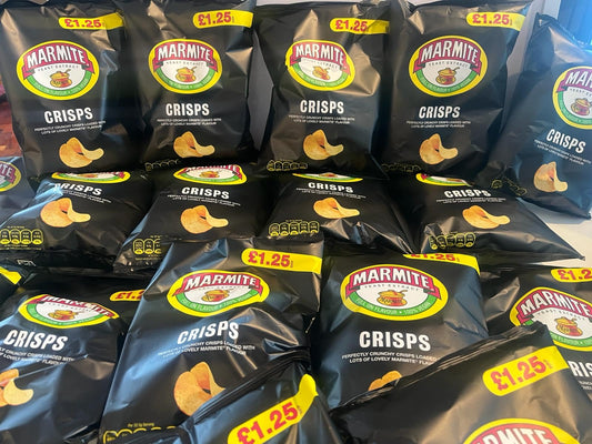 *BRITISH GOODS* MARMITE Crips 18 x 65g *Imported from UK/Britain/England* Full on Flavour, Perfectly Crunchy Crisps Loaded with Lots of Lovely Marmite? Flavour, No artificial flavours, 100% Vegan, Suitable for vegans